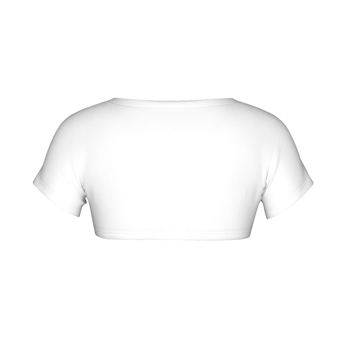Back view of the white Rave Bae Pillows micro crop top, plain white with cap sleeves