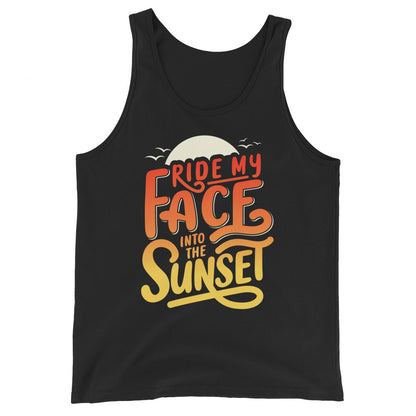 Ride Into the Sunset Flirty Men's Tank featuring the Ride Into the Sunset graphic on a black tank